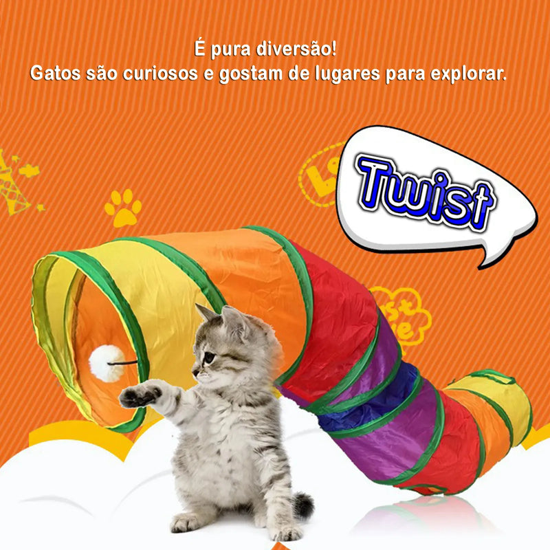 Twist™️ Túnel dobrável para gatos 1,20x25cm