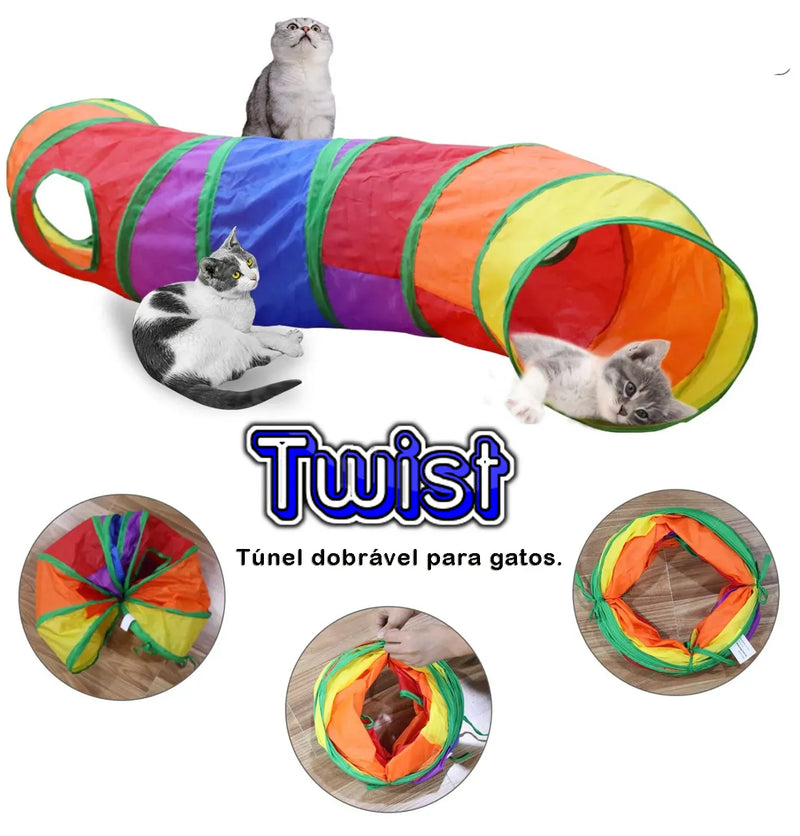 Twist™️ Túnel dobrável para gatos 1,20x25cm