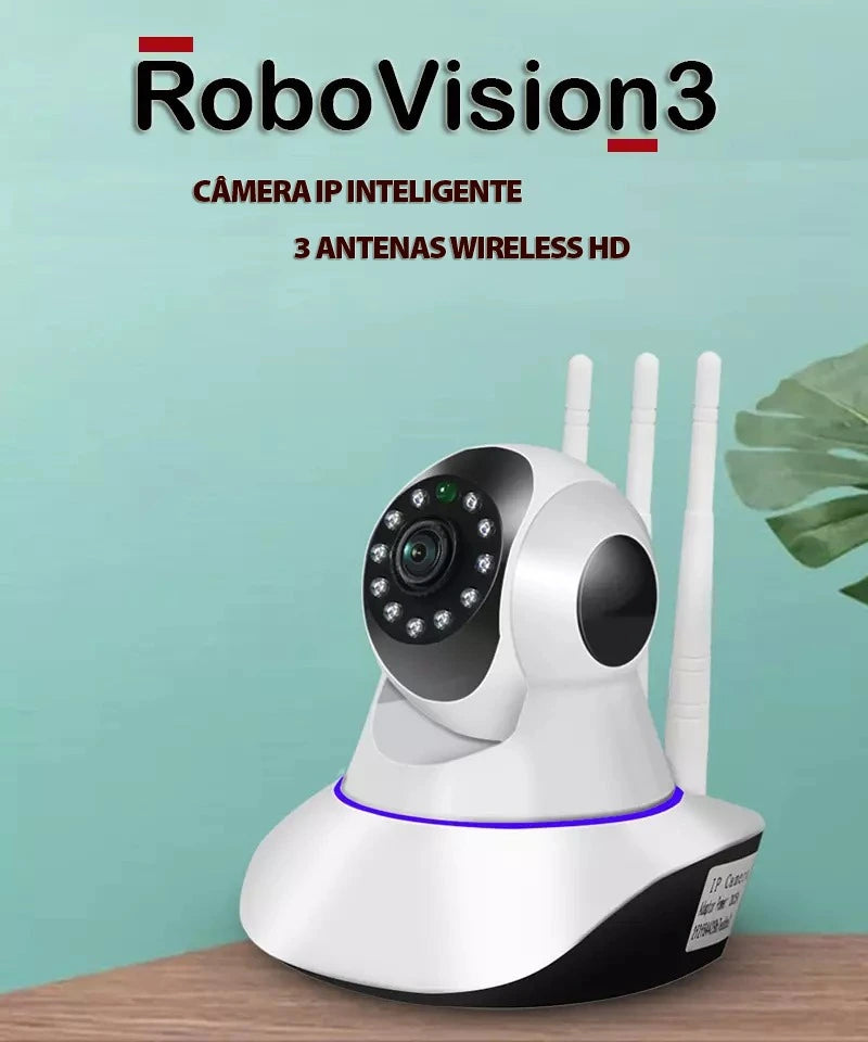 RoboVision3 - Câmera Ip 3 Antenas Wifi/HD com Rotação 360º