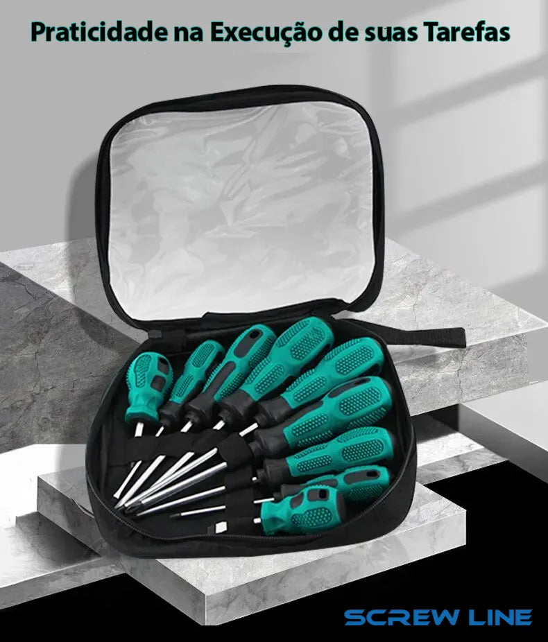 Screw Line™️ - Kit Chave de Fenda e Phillips Profissional 9 peças