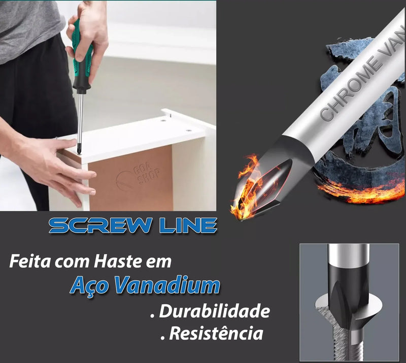 Screw Line™️ - Kit Chave de Fenda e Phillips Profissional 9 peças