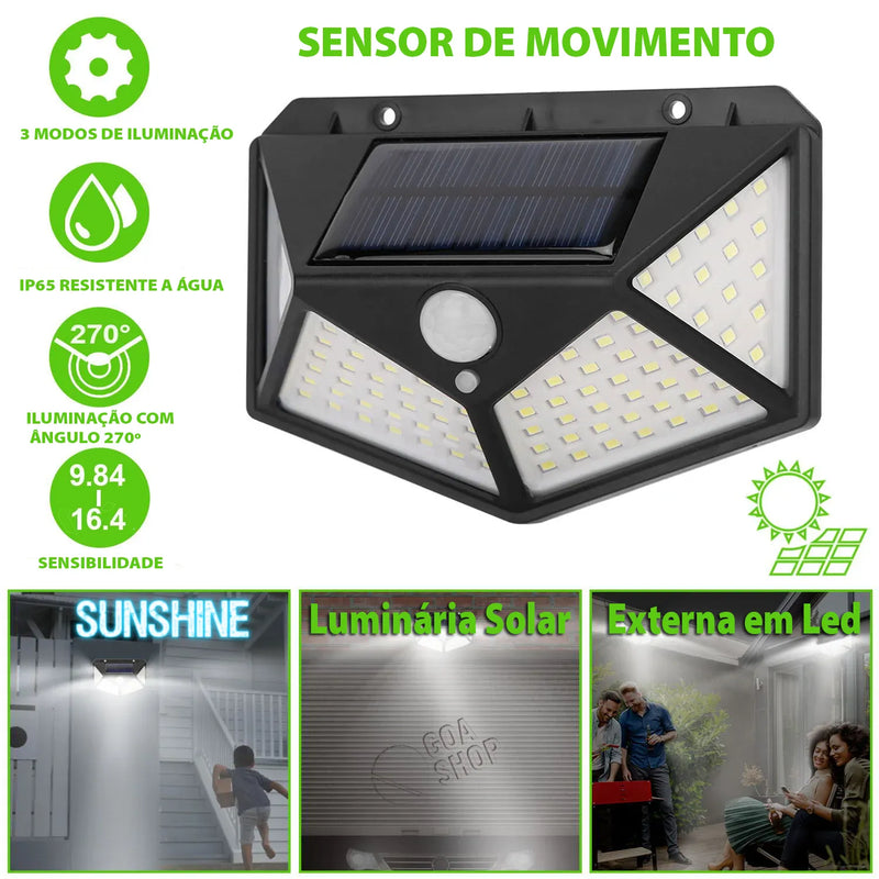 Sunshine™️ -  Luminária de Parede Solar 100 Leds