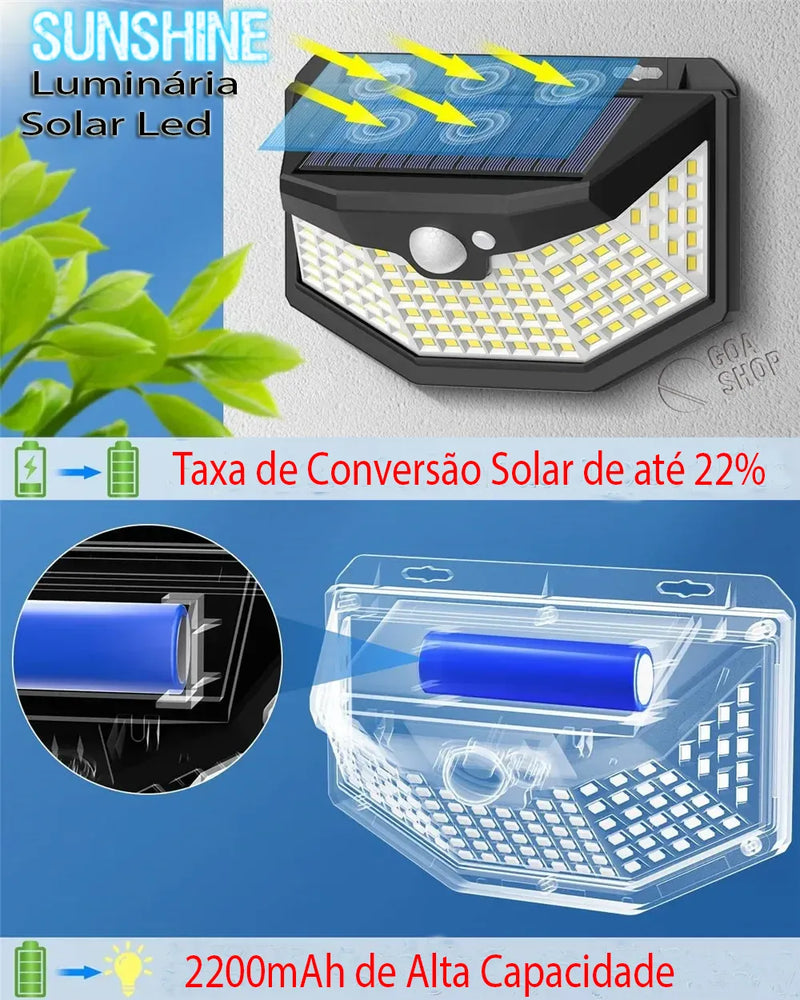 Sunshine™️ -  Luminária de Parede Solar 100 Leds