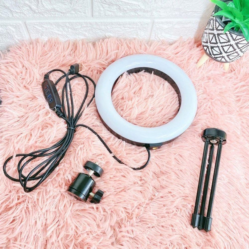 Iluminador Ring Light 16cm com Tripe e Suporte para Celular