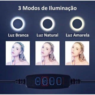 Iluminador Ring Light 16cm com Tripe e Suporte para Celular