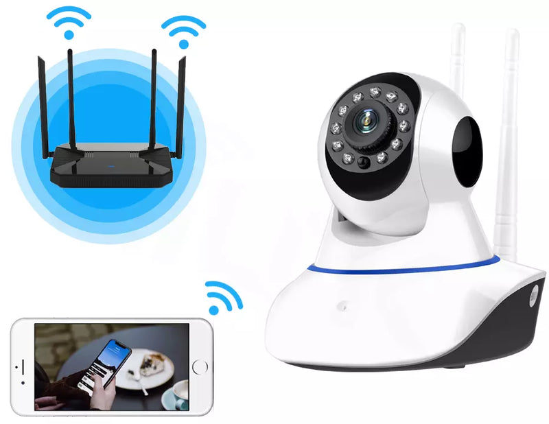 RoboVision3 - Câmera Ip 3 Antenas Wifi/HD com Rotação 360º