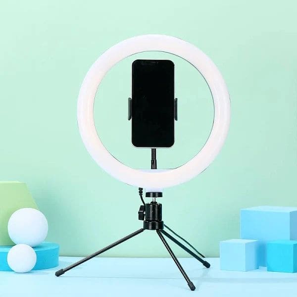 Iluminador Ring Light 16cm com Tripe e Suporte para Celular