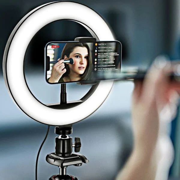 Iluminador Ring Light 16cm com Tripe e Suporte para Celular