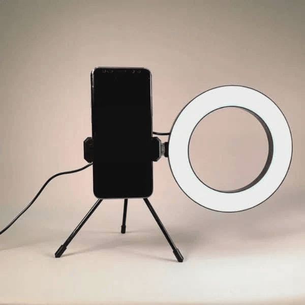 Iluminador Ring Light 16cm com Tripe e Suporte para Celular