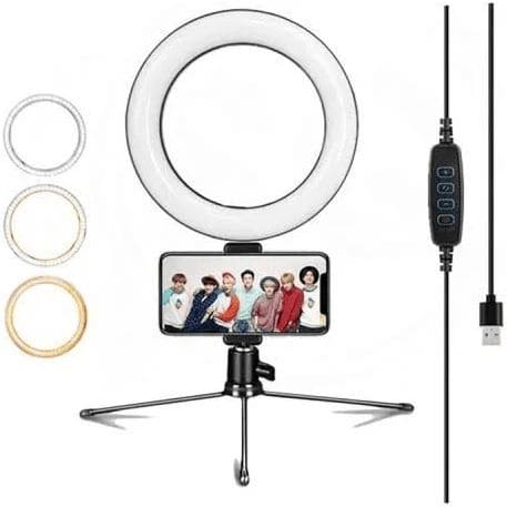 Iluminador Ring Light 16cm com Tripe e Suporte para Celular